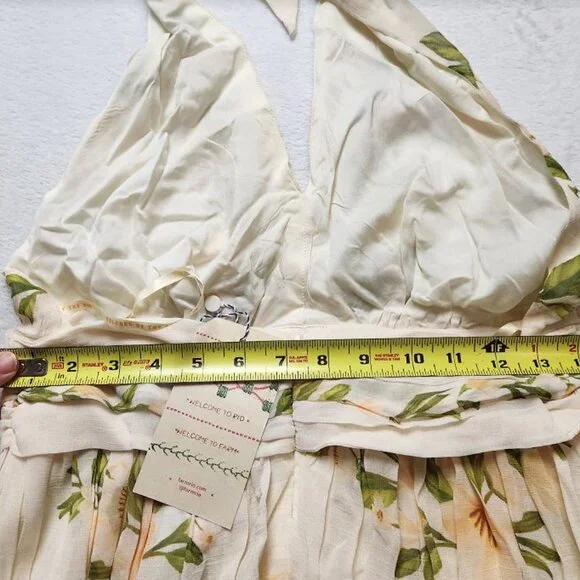 New S Farm Rio x Anthropologie v-neck floral chiffon maxi dress